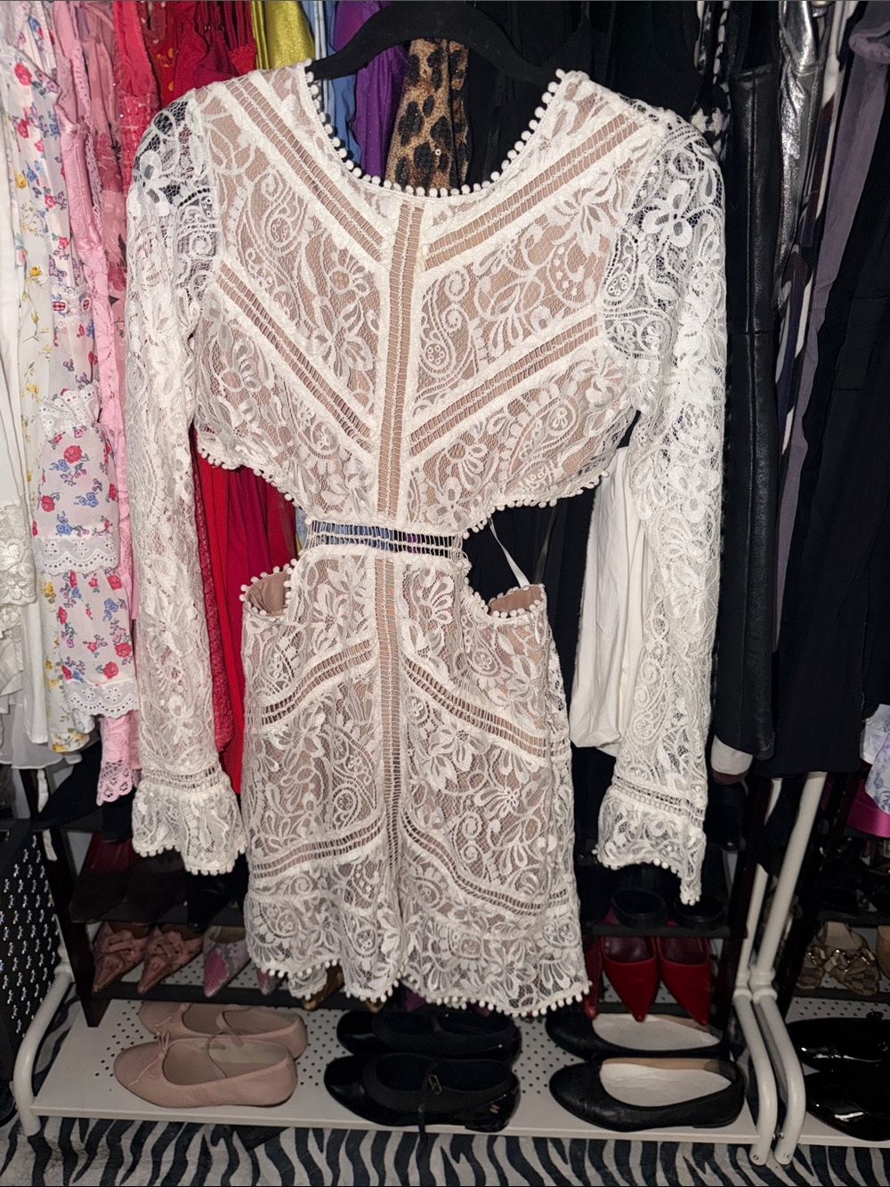For Love & Lemons Emerie Cutout Lace Dress in White, size small - Picture 12 of 12
